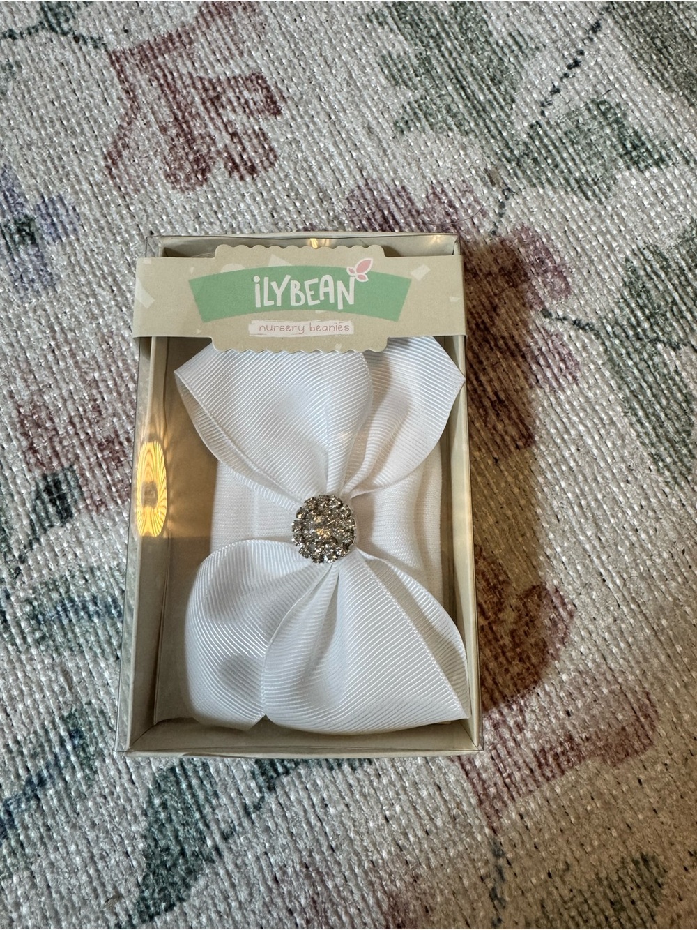White Bow Hospital Hat with Sparkling Center